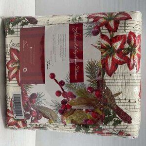Christmas Holiday King Quilt & 2 Shams Valerie Parr Hill Cardinals Amaryllis